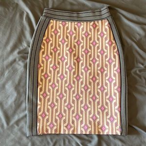 Elegant Pink and Gold Pencil Skirt